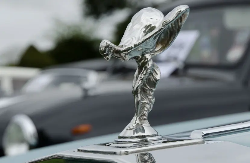 A bonnet ornament on a Rolls Royce